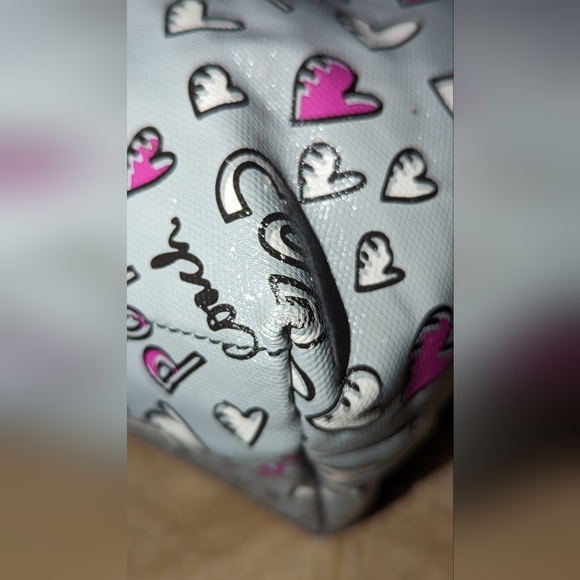 Coach Poppy Graffiti Heart Coated Canvas Tote EUC - Picture 6 of 15